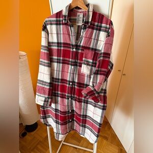 H&M Plaid Flannel Button-Up Slip Shirt Dress